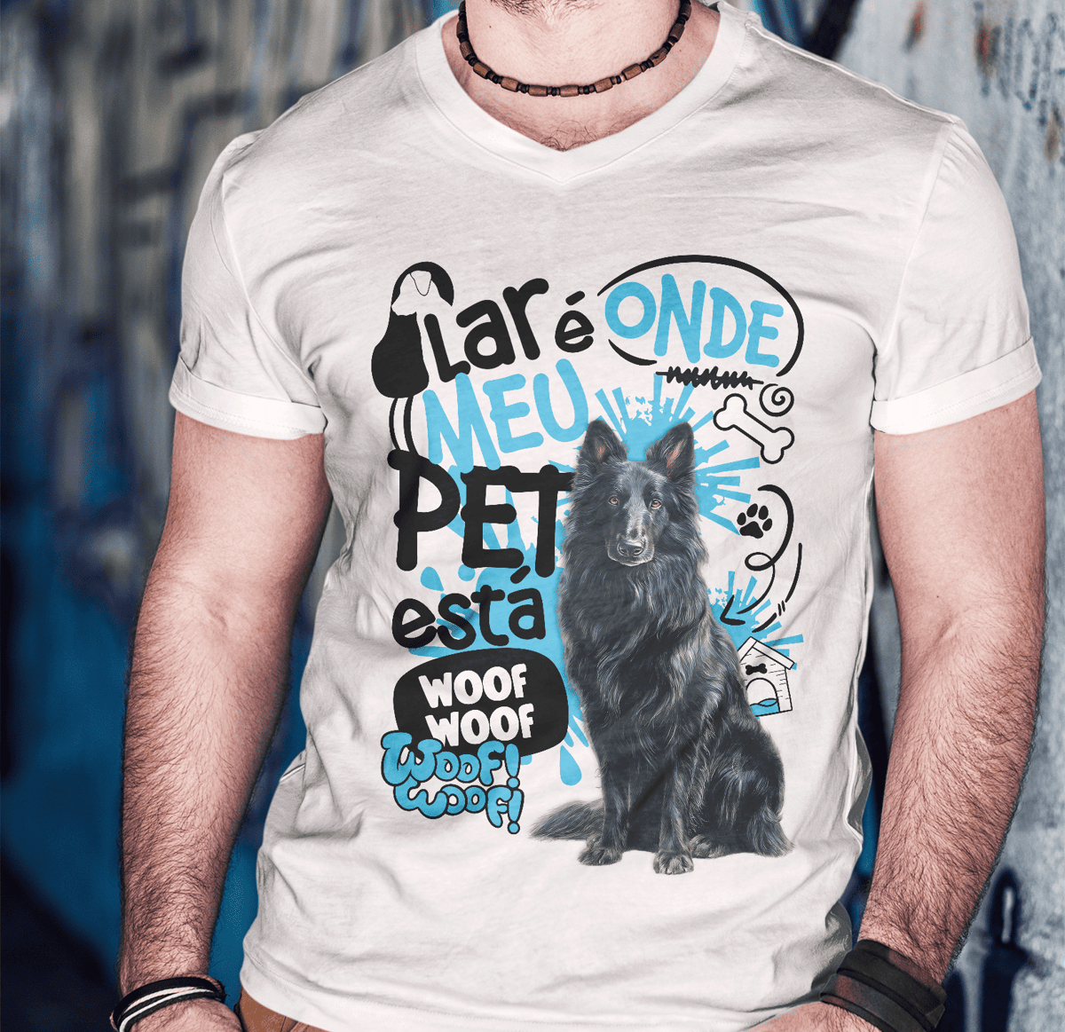 Nome do produto: Camisa Tecido Unissex - Lar de Pet - Pastor Belga Groenendael