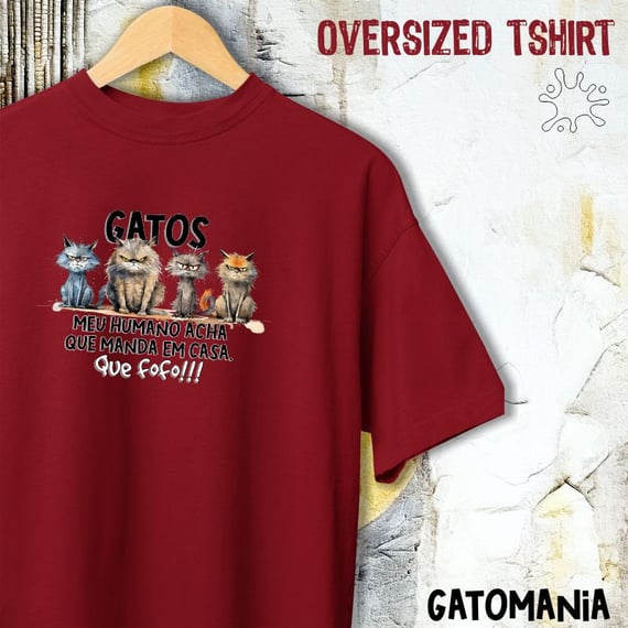 Camiseta Oversized Gatos - Que Fofo!