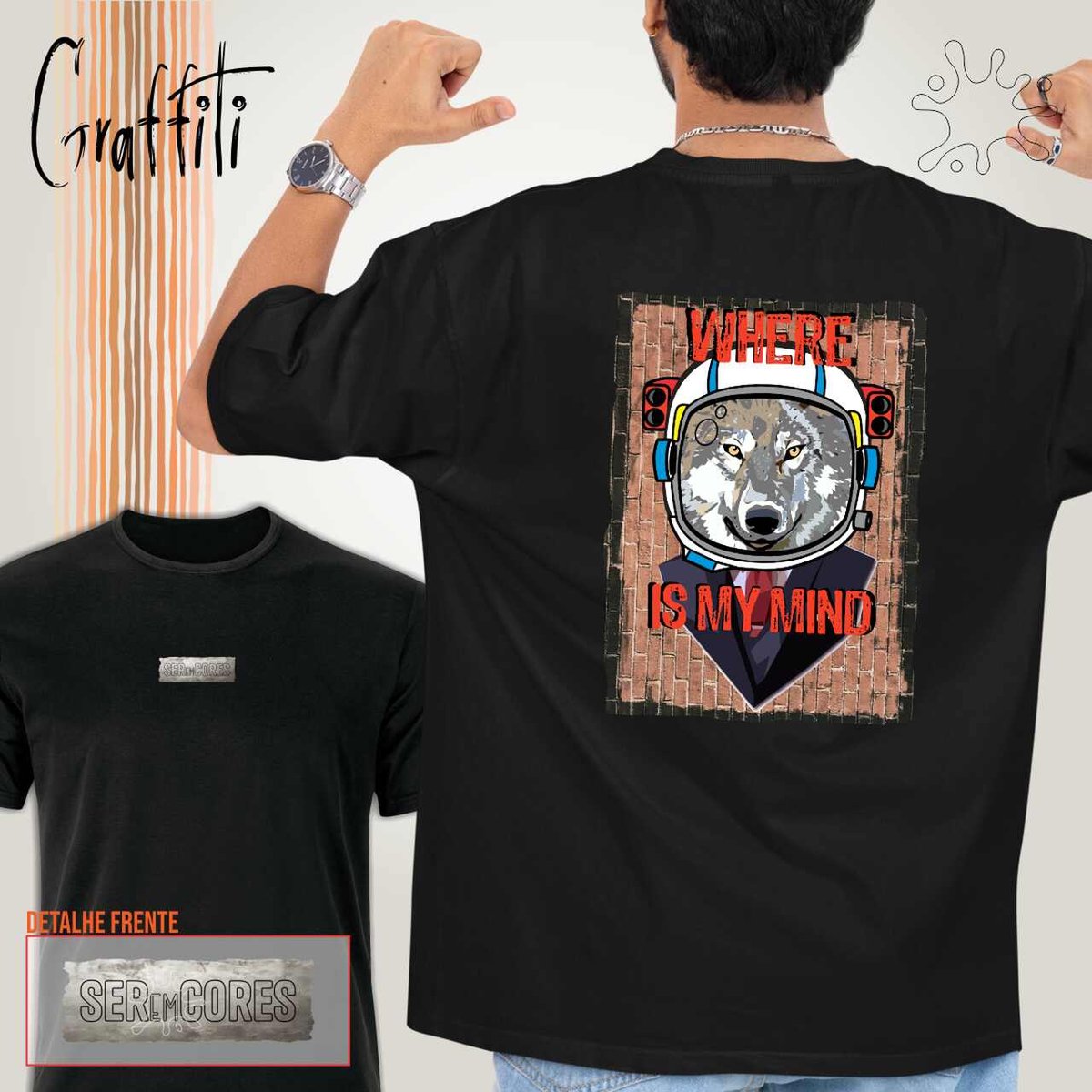 Nome do produto: Camiseta Costas Graffiti Where is my mind