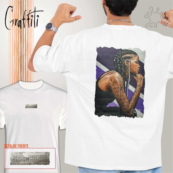 Camiseta Costas Graffiti Mulher Refletindo