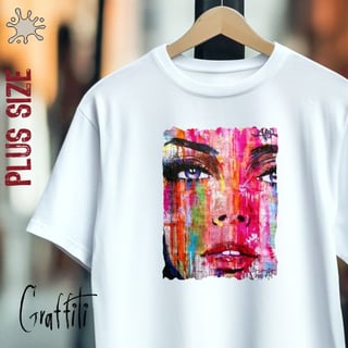 Nome do produtoCamiseta Plus Graffiti Face de Mulher