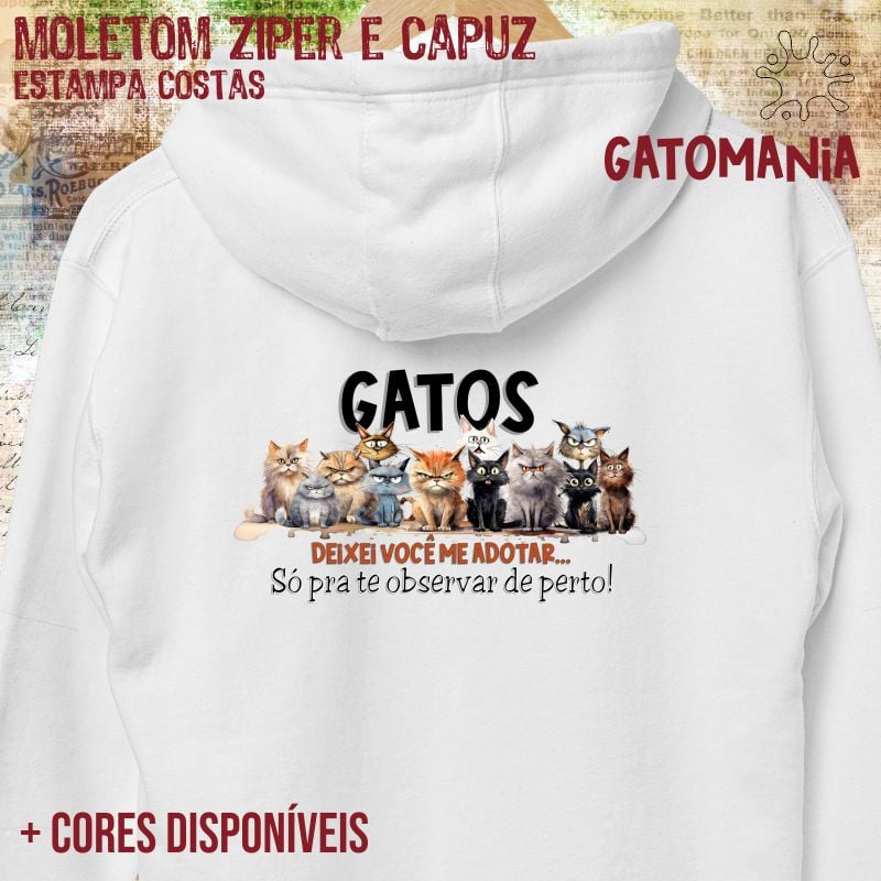 Nome do produto: Moletom zíper Gatos - Deixei vc me adotar