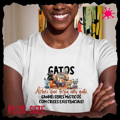 Camiseta Plus Gatos - Seres Místicos