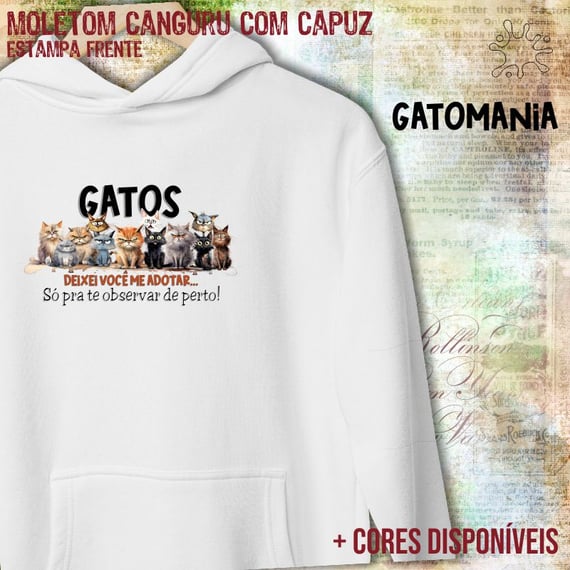 Moletom canguru Gatos - Deixei vc me adotar