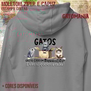 Nome do produto Moletom zíper Gatos só querem a caixa