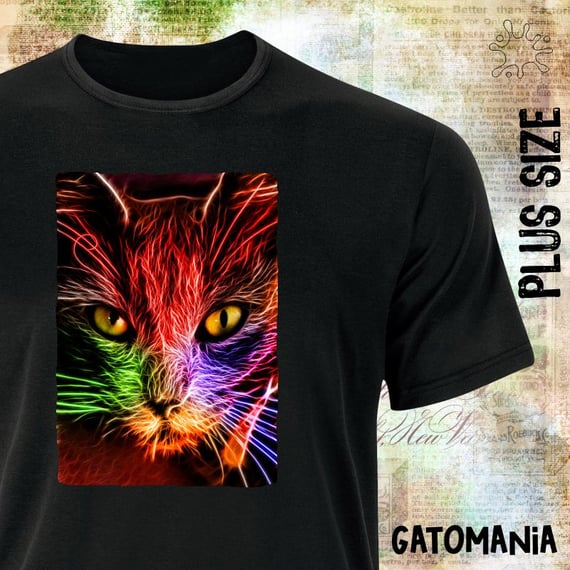 Camiseta Plus Graffiti Gato Neon