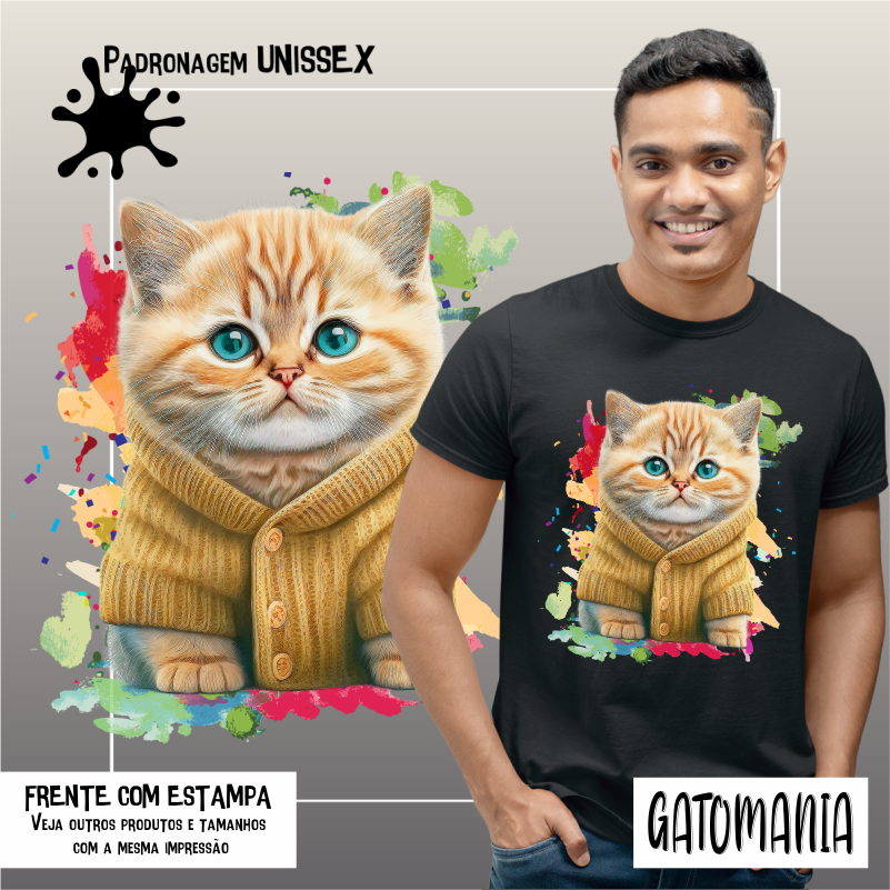 Camiseta Gato Fofo de amarelo Seremcores 