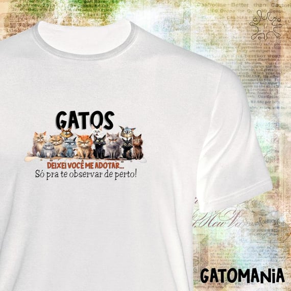 Camiseta Gatos - Deixei vc me adotar