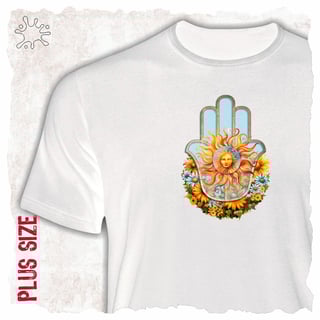 Nome do produtoCamiseta Plus Hamsá Solar (Proteção)