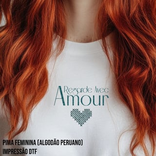 Camiseta Pima feminina (algodão peruano) Regarde avec amour
