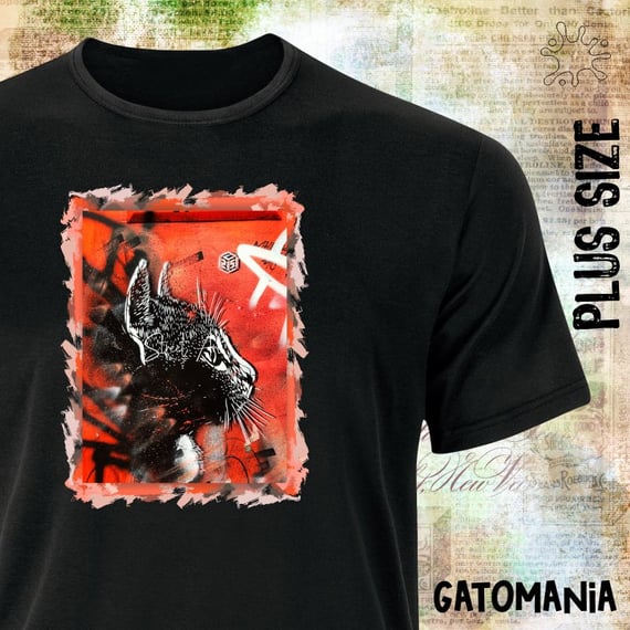 Camiseta Plus Graffiti Olhar de Gato