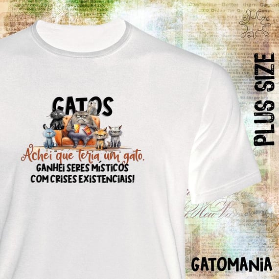 Camiseta Plus Gatos - Seres Místicos
