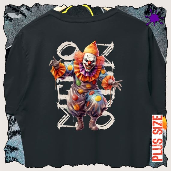 Camiseta PLUS Halloween Medo de Palhaço 1