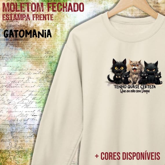 Moletom Fechado Gato Preto - Tenho quase certeza