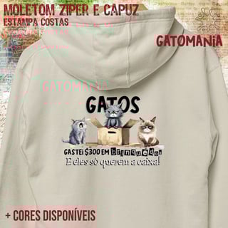 Moletom zíper Gatos só querem a caixa