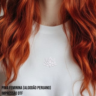Nome do produtoCamiseta Pima Fem (alg. peruano) Flor de Lótus branca (efeito brilho)