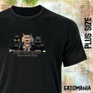 Nome do produtoCamiseta PLUS Gato Preto - Tenho quase certeza