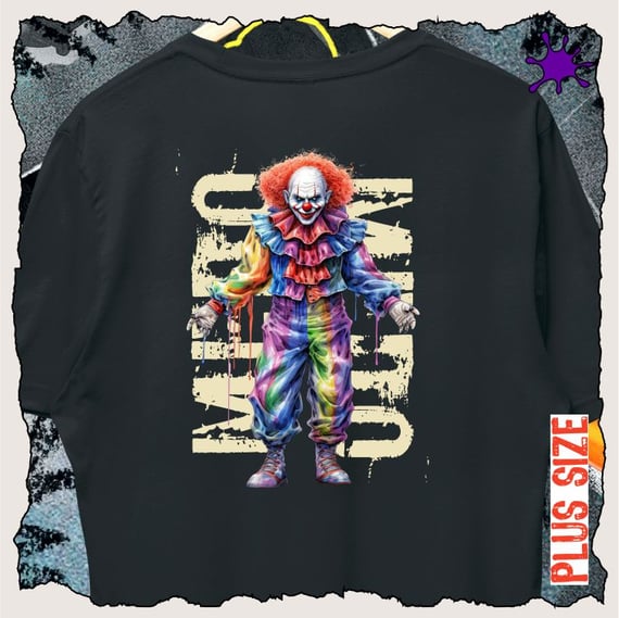 Camiseta PLUS Halloween Medo de Palhaço 3