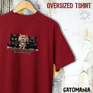 Camiseta Oversized Gato Preto - Tenho quase certeza