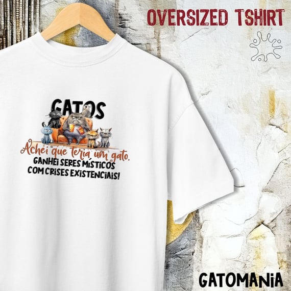 Camiseta Oversized Gatos - Seres Místicos