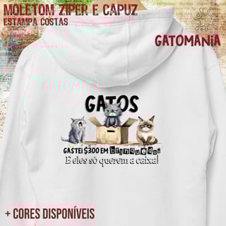 Nome do produto Moletom zíper Gatos só querem a caixa