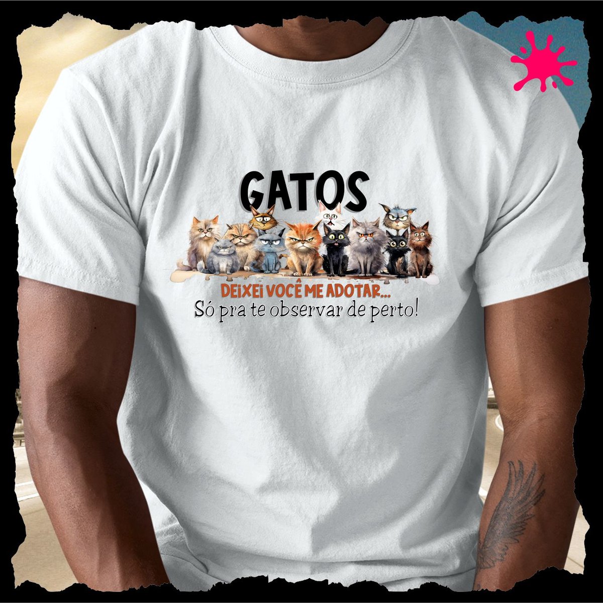 Nome do produto: Camiseta Gatos - Deixei vc me adotar