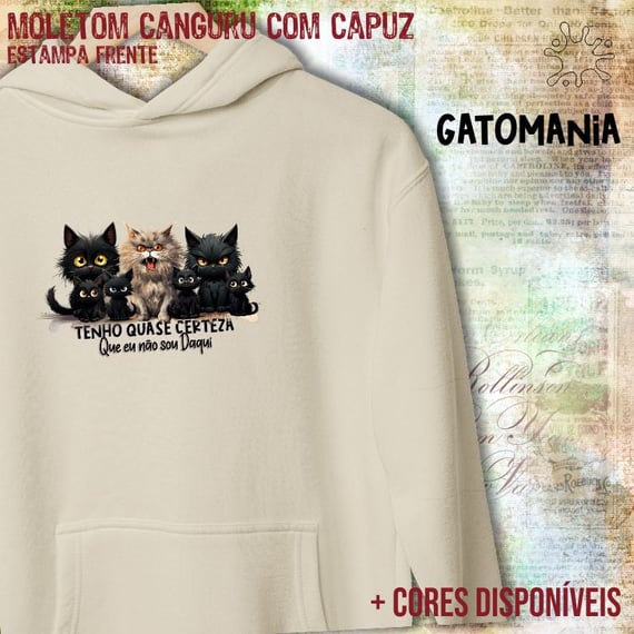 Moletom Canguru Gato Preto - Tenho quase certeza
