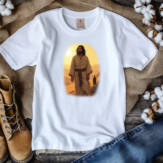 T-Shirt Plus Size - Jesus no deserto M1  (Unisex)