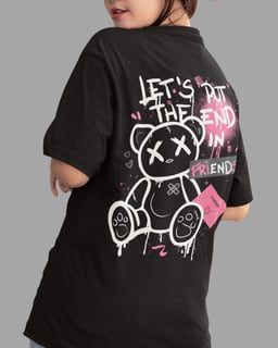 V - FRIENDS - Preto/Cinza (frente e costas)