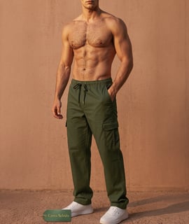 Calça Cargo Tática Sarja Larga Masculina Bolsos Laterais Skatista