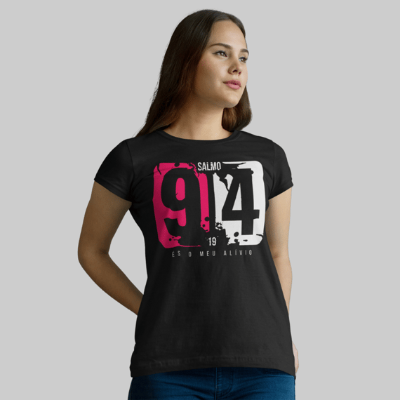 Camiseta feminina Salmo 94 És o meu alívio