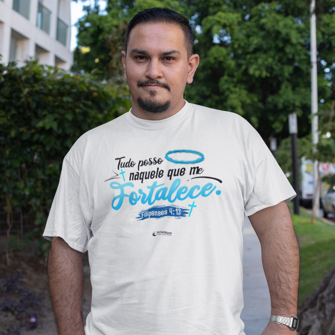 Camiseta masculina Plus Size - Tudo posso naquele que me fortalece