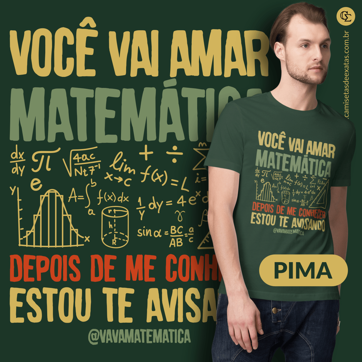 Nome do produto: CAMISETA PIMA EXCLUSIVA - VAVA MATEMÁTICA