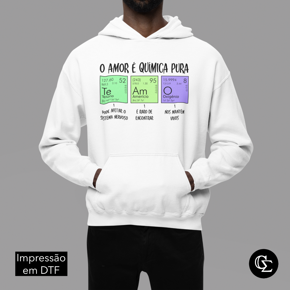 Nome do produto: O AMOR É QUÍMICA PURA [MOLETOM CANGURU]
