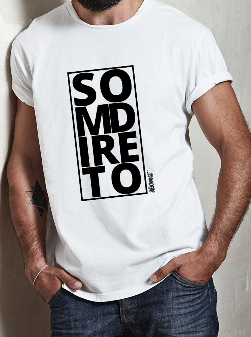 Camiseta Som direto II | Branca | Cinza