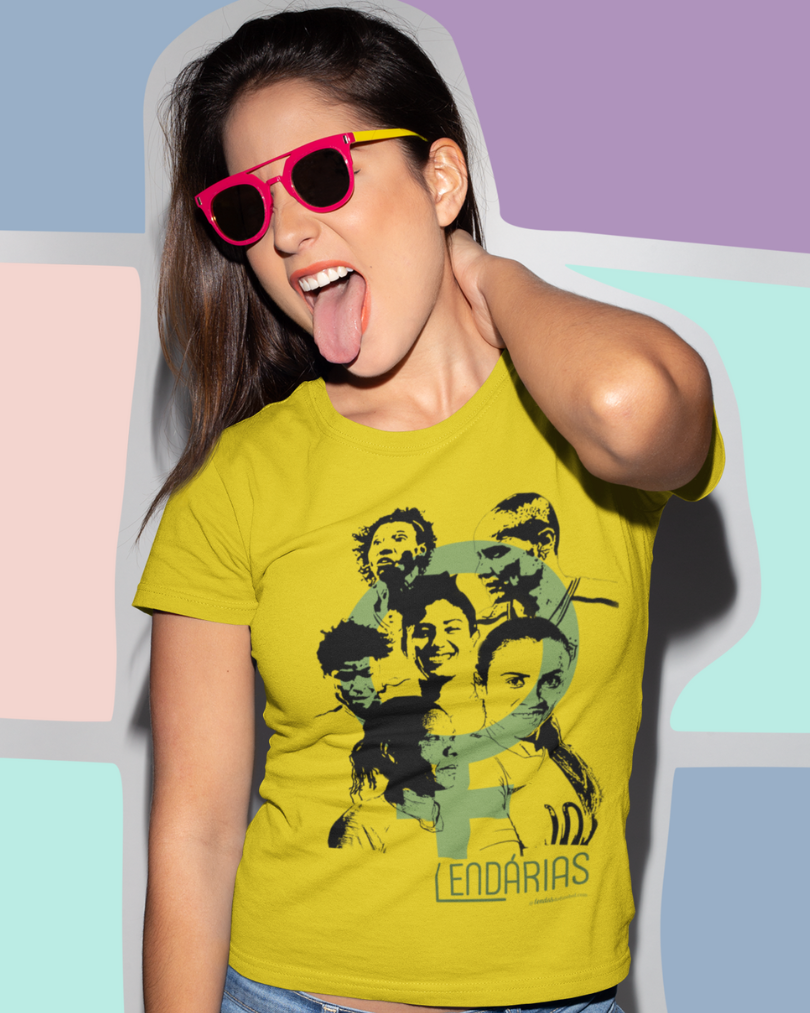 Nome do produto: CAMISETA BRASIL FEMININO - JOGADORAS LENDÁRIAS