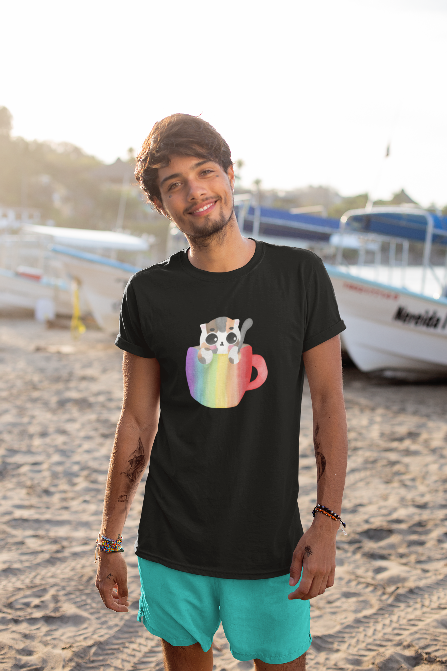 T-Shirt Quality Gato na Caneca