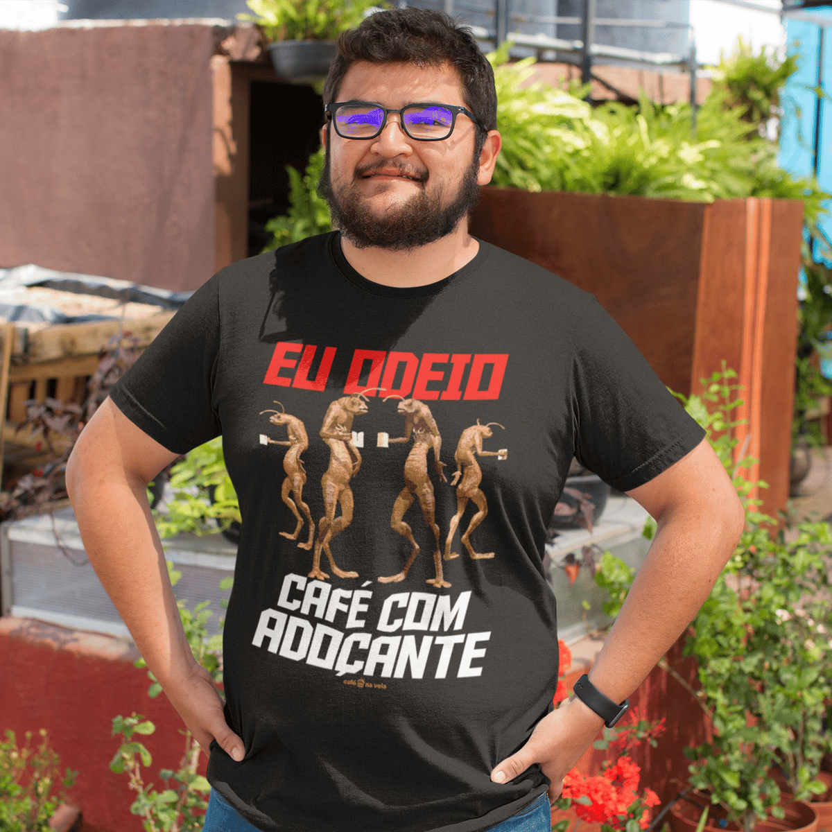 Nome do produto: Camiseta Plus Size Café - Eu odeio café com adoçante.