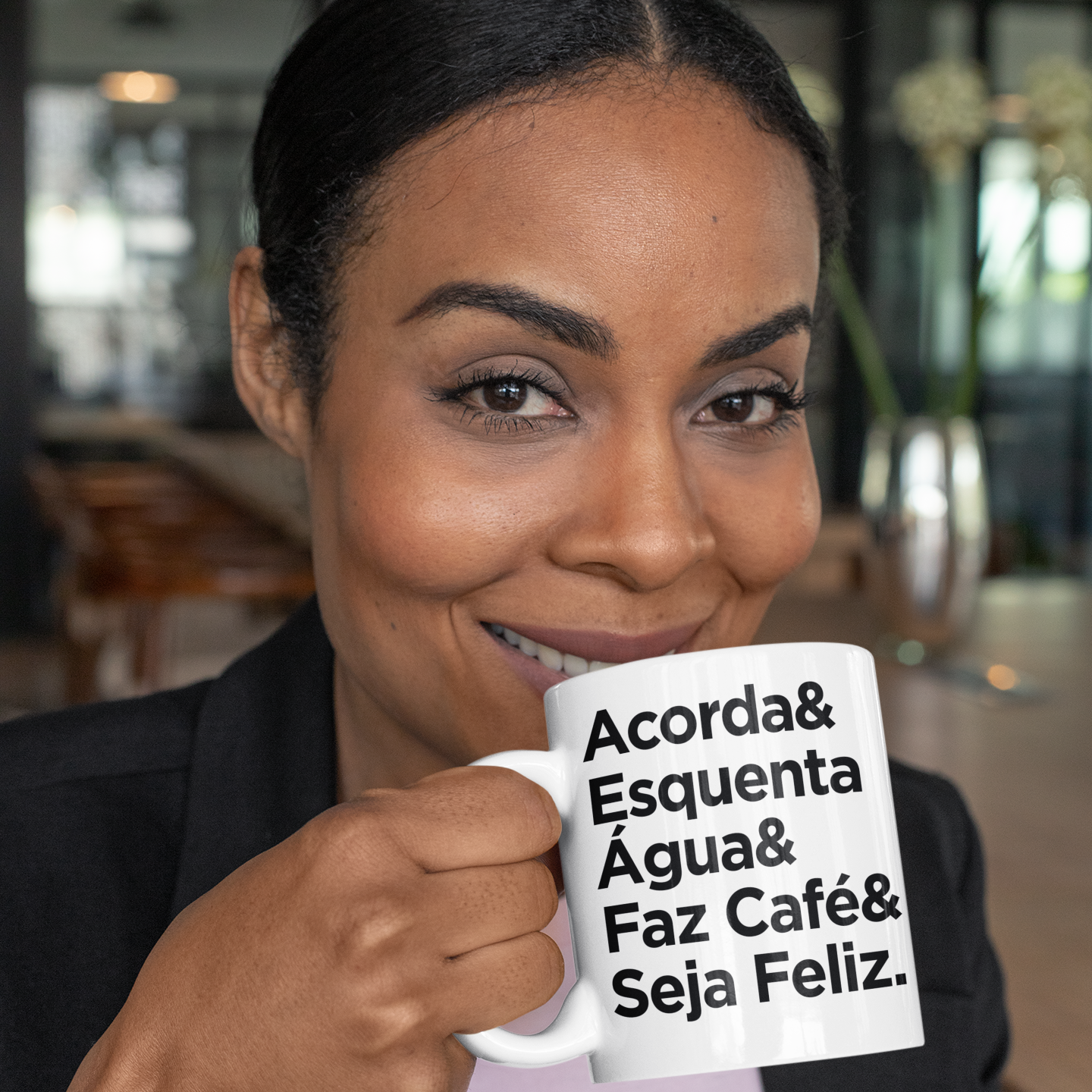 Caneca Café - Acorda&EsquentaÁgua&FazCafé&SejaFeliz.