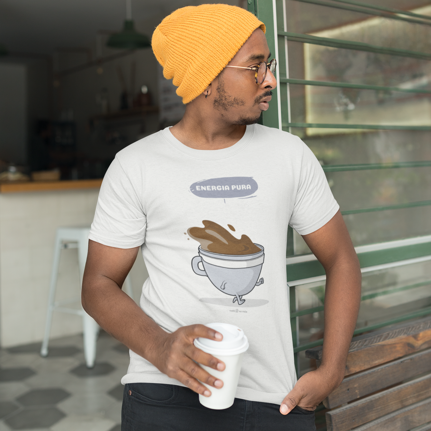 Camiseta Masculina Café - Energia pura