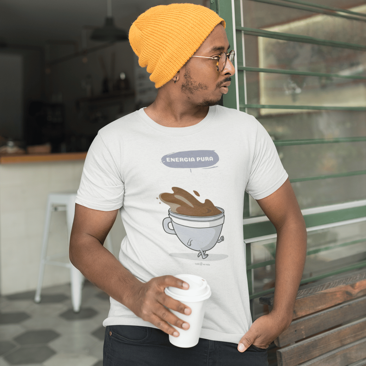 Nome do produto: Camiseta Masculina Café - Energia pura