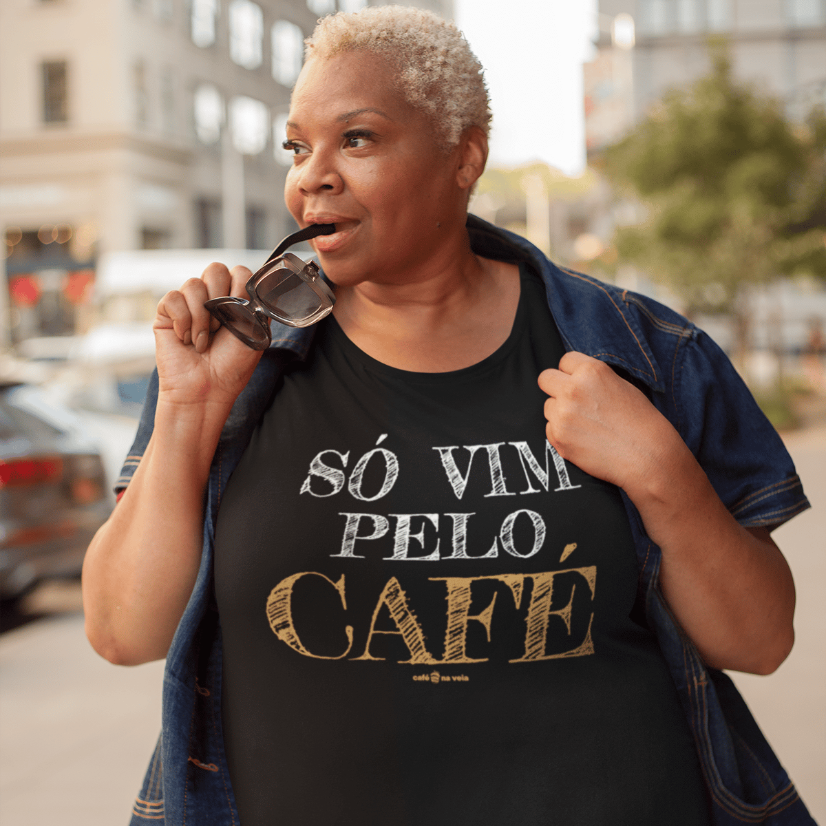 Nome do produto: Camiseta Plus Size Café - Só vim pelo café
