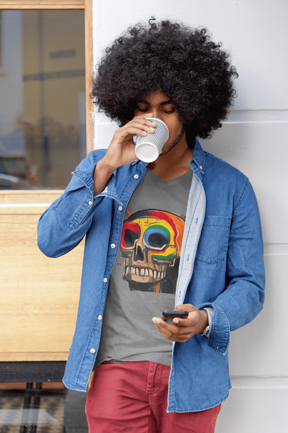 Camiseta Masculina Caveira colorida