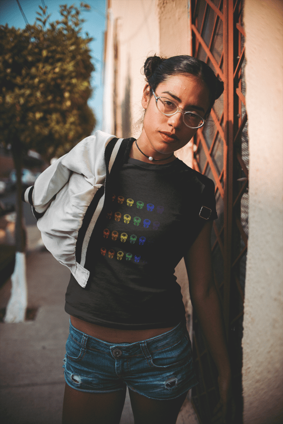 Camiseta Caveira Neon Colorida