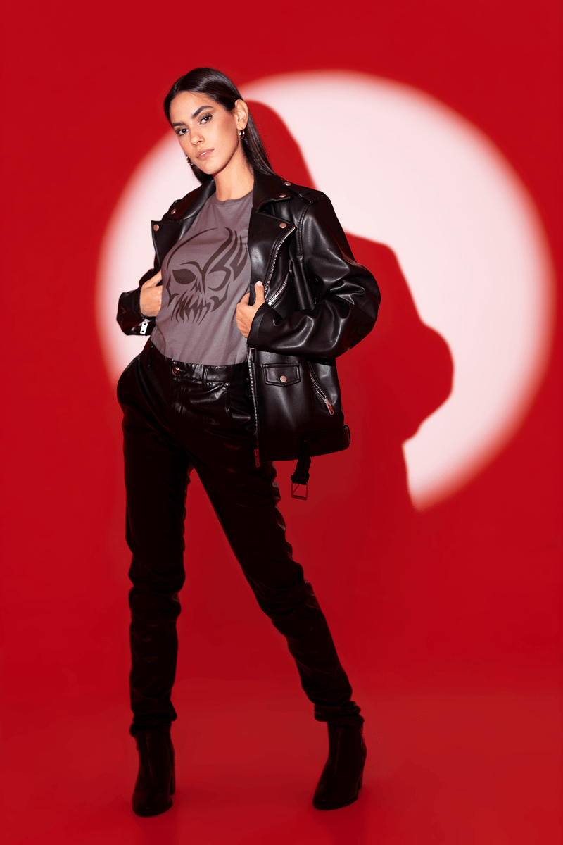 Nome do produto: Camiseta Baby Long Caveira Tribal