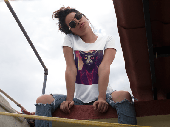 Camiseta Baby Long Gato Mafioso