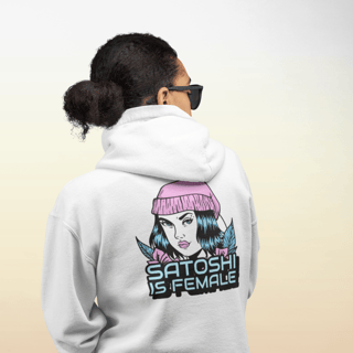 Nome do produto Moletom Ziper Satoshi Is Female DSN004-MZ