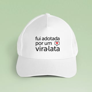 BONÉ TRUCKER branco | Fui adotada por um vira-lata 