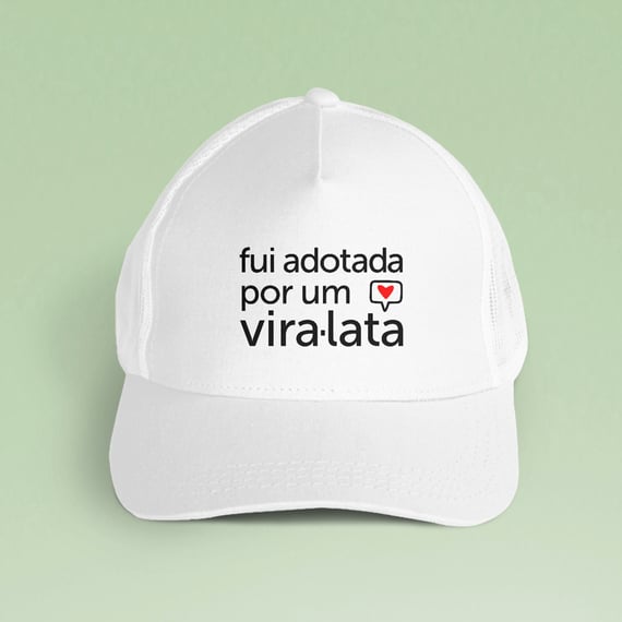 BONÉ TRUCKER branco | Fui adotada por um vira-lata 