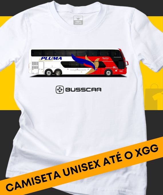CAMISETA ÔNIBUS PLUMA BUSSCAR PANORÂMICO DD